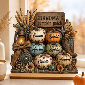 Personalized "Western Leopard Pumpkin Patch" Wooden Plaque – Fall Halloween Decor For Grandma