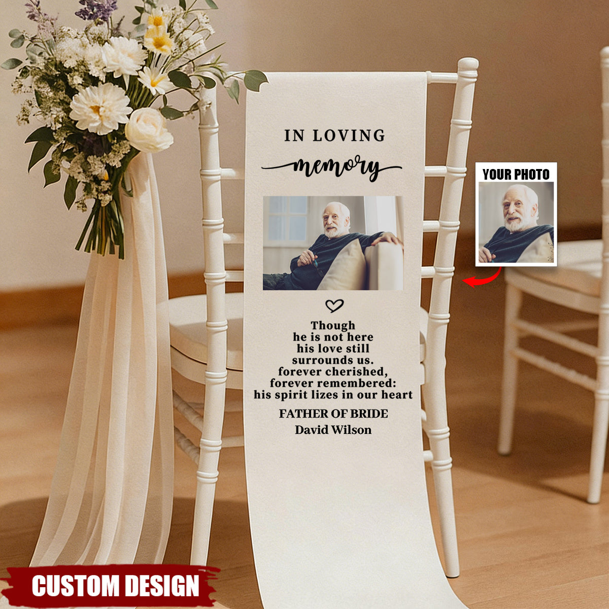 Reserved Wedding Memorial Chair Sign, Custom Memorial Wedding Sign,Wedding Chair Banner In Memory Of Loved Ones