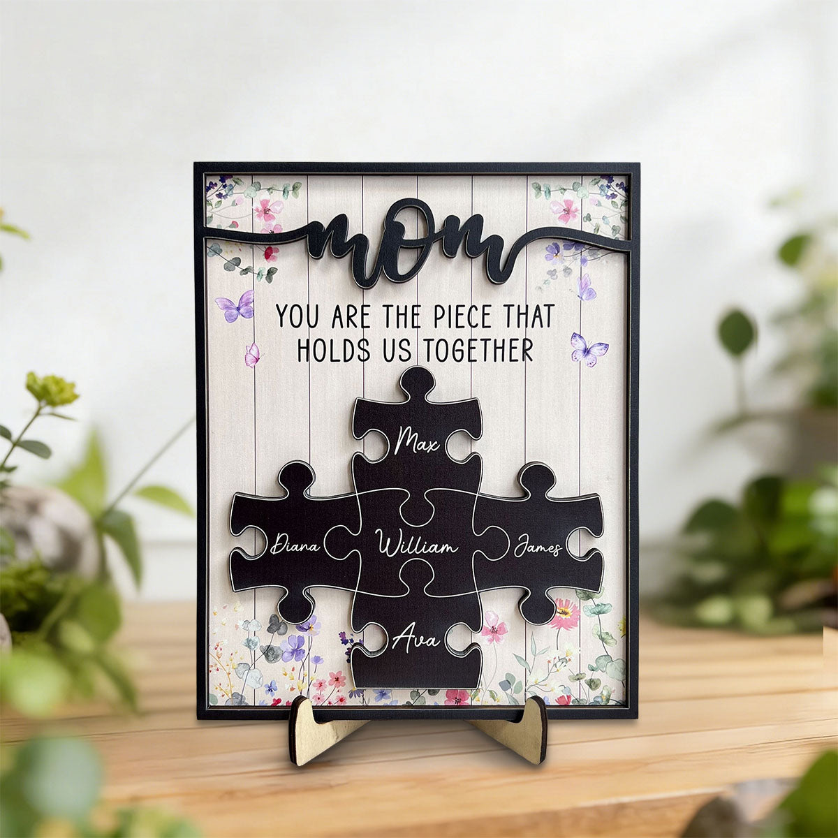 Custom Mother's Day Wooden Plaque – Mom, You Hold Us Together – Personalized Gift For Mom