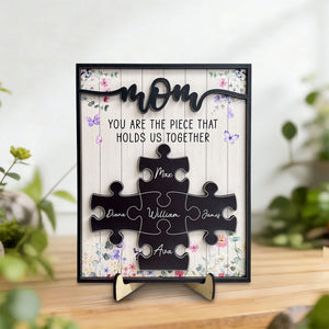 Custom Mother's Day Wooden Plaque – Mom, You Hold Us Together – Personalized Gift For Mom