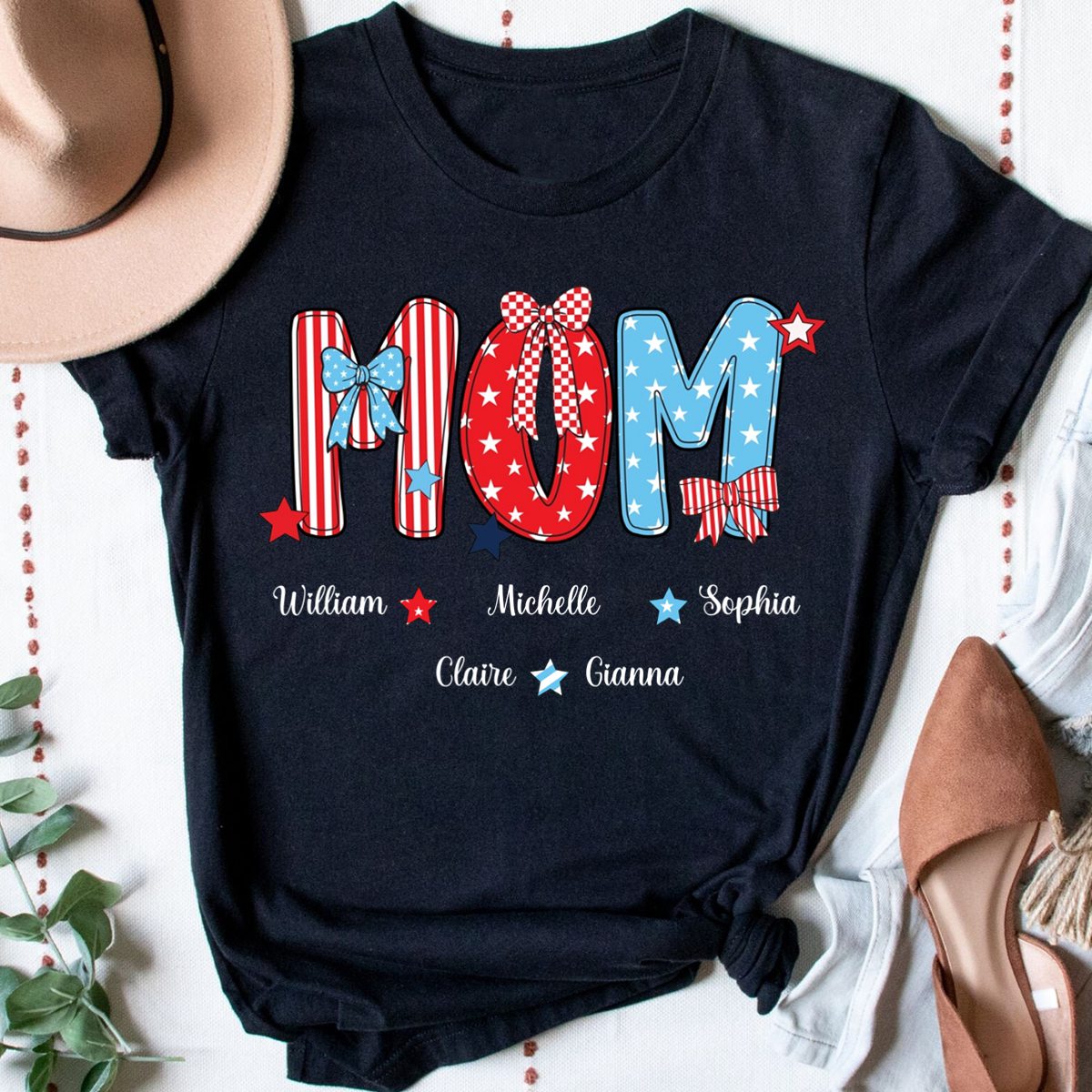 Personalized Patriotic American Flag Gigi Custom Gigi And Grandkids T Shirt