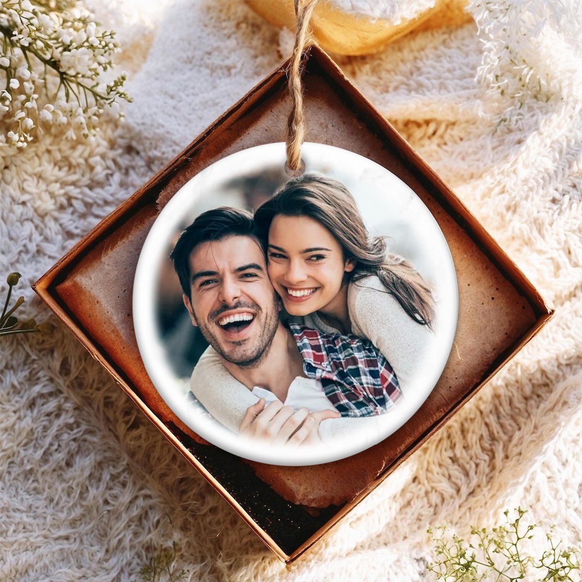 Personalized Couple Location Map Engagement Ornament - Custom Map & Photo Gift