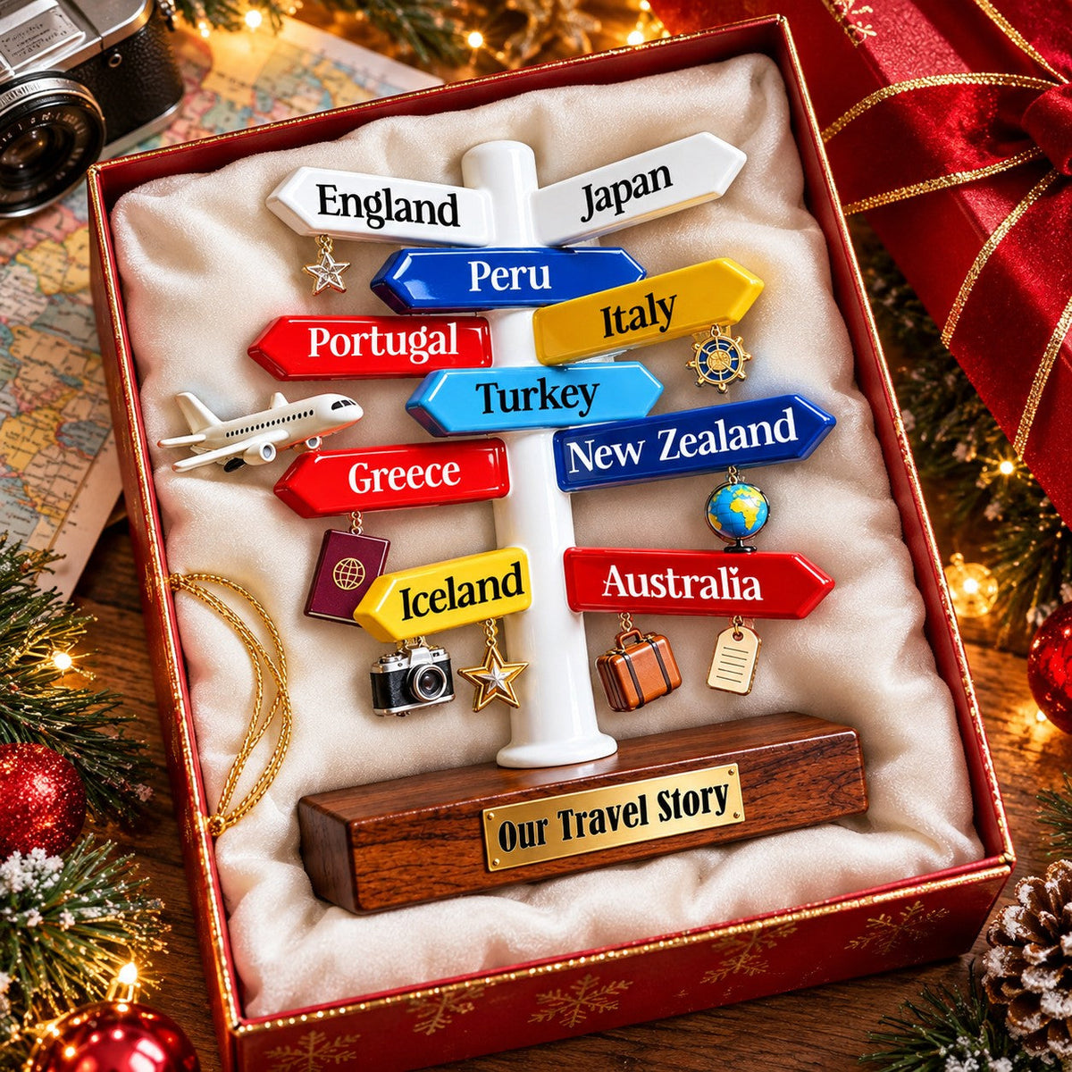 Personalized Travel Destination Sign Ornament