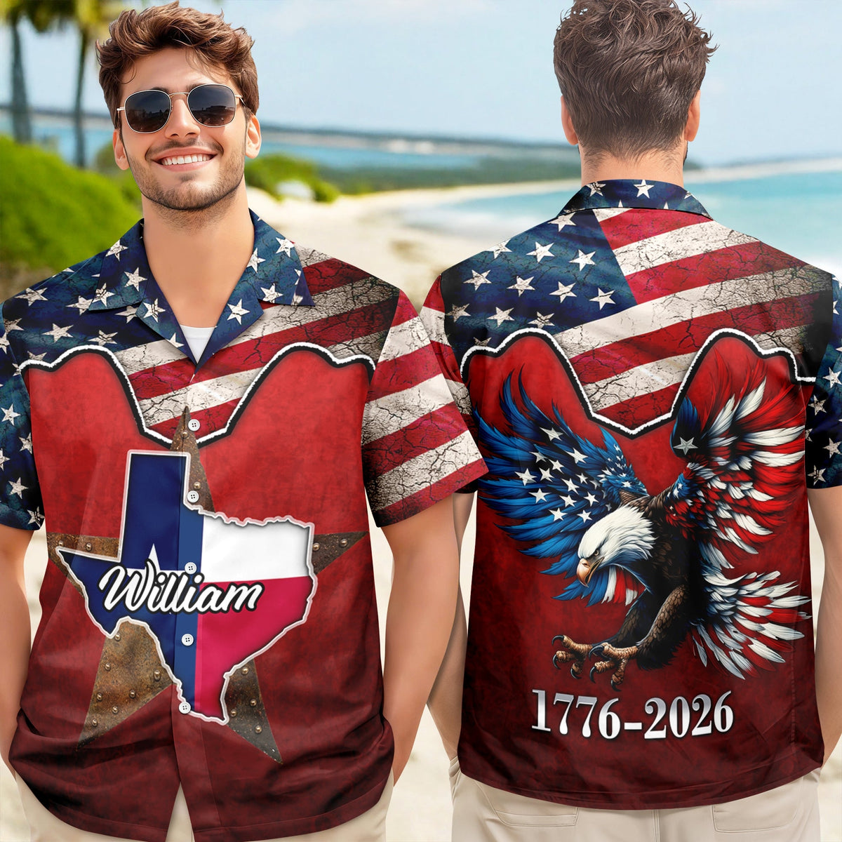 Personalized Hawaii State Flag Shirt – US 250th Anniversary 1776-2026
