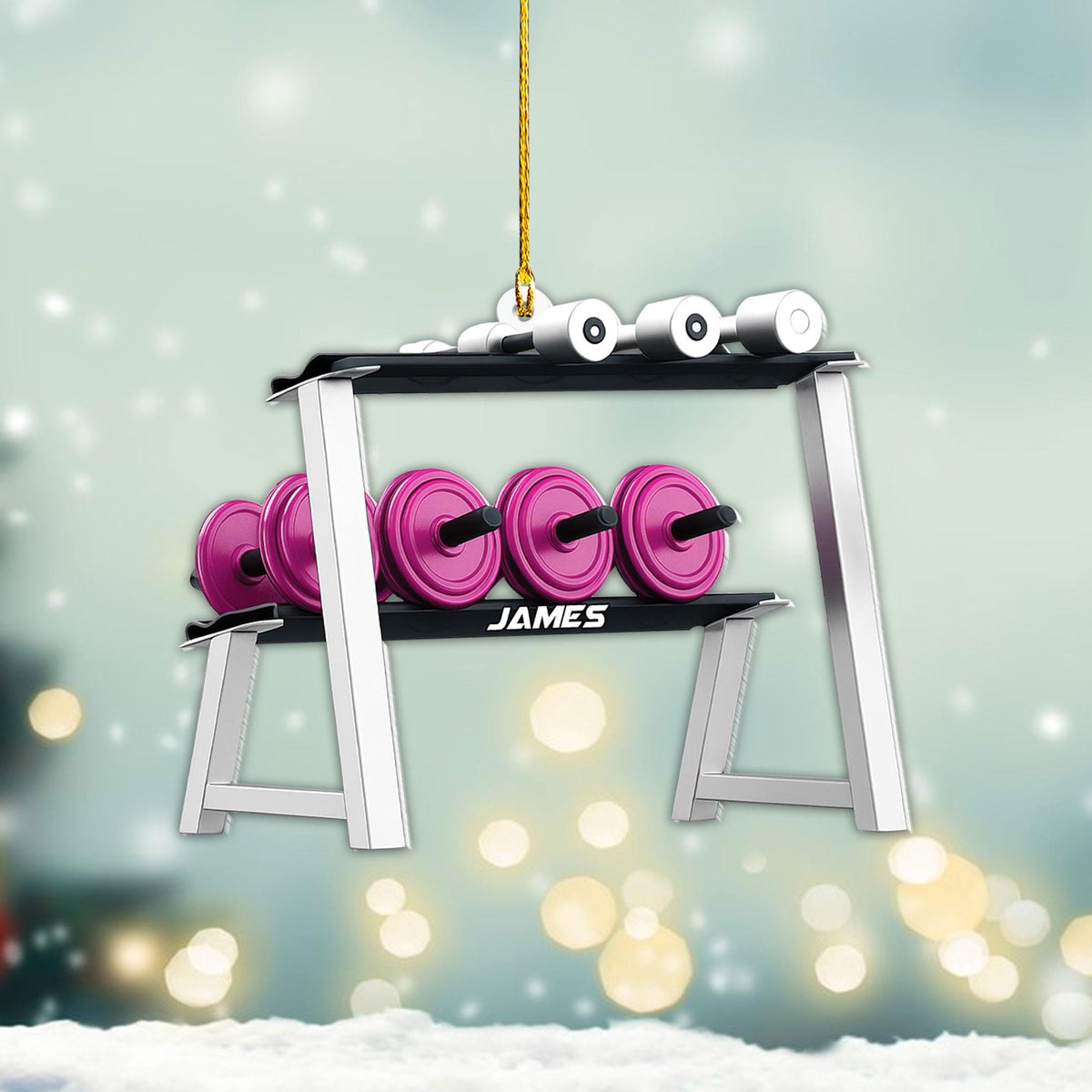 Personalized Gym Ornament, Christmas Fitness Lover Workout Gift for Him