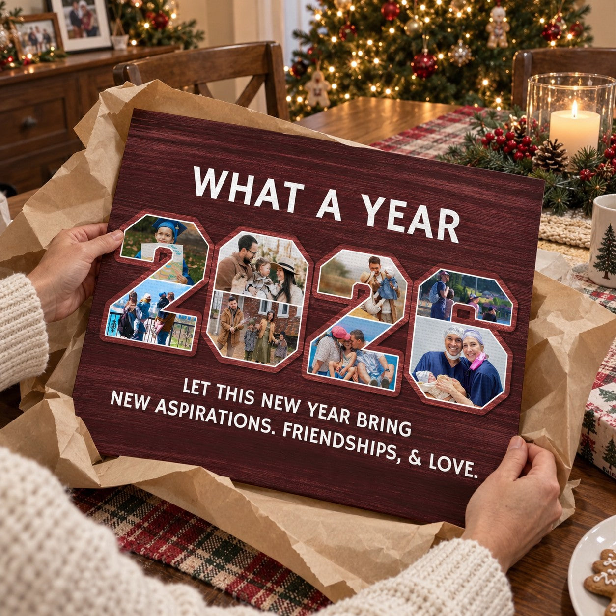 Personalized 2026 Year In Review Photo Collage Canvas – Custom Family Memory Wall Art | Christmas Gift For Families