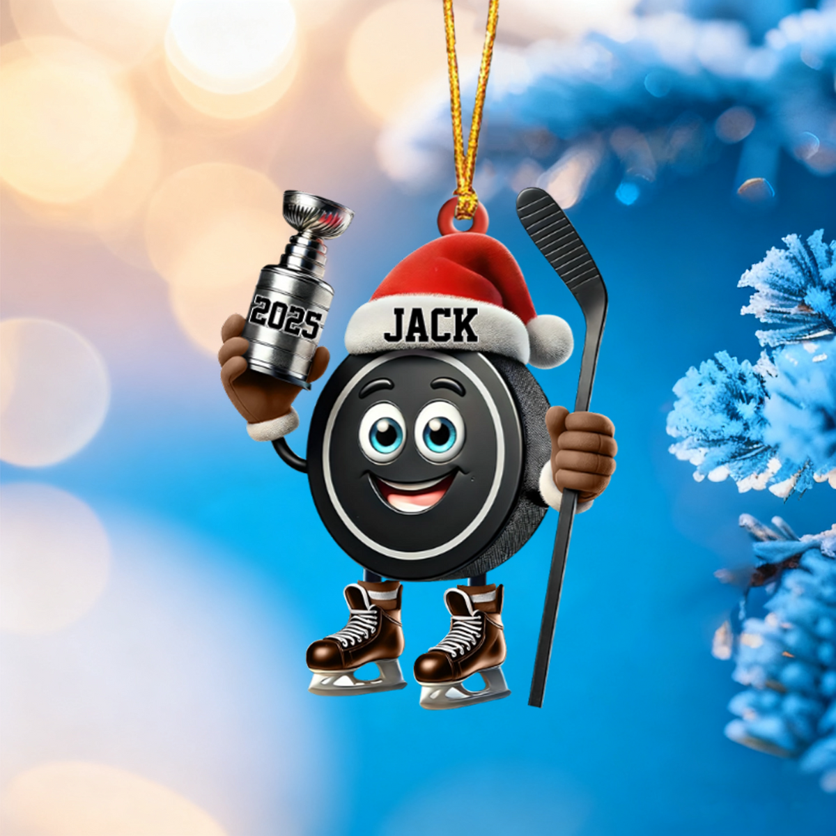 Personalized Trophy Hockey Ornament Hockey Lover Christmas Gift