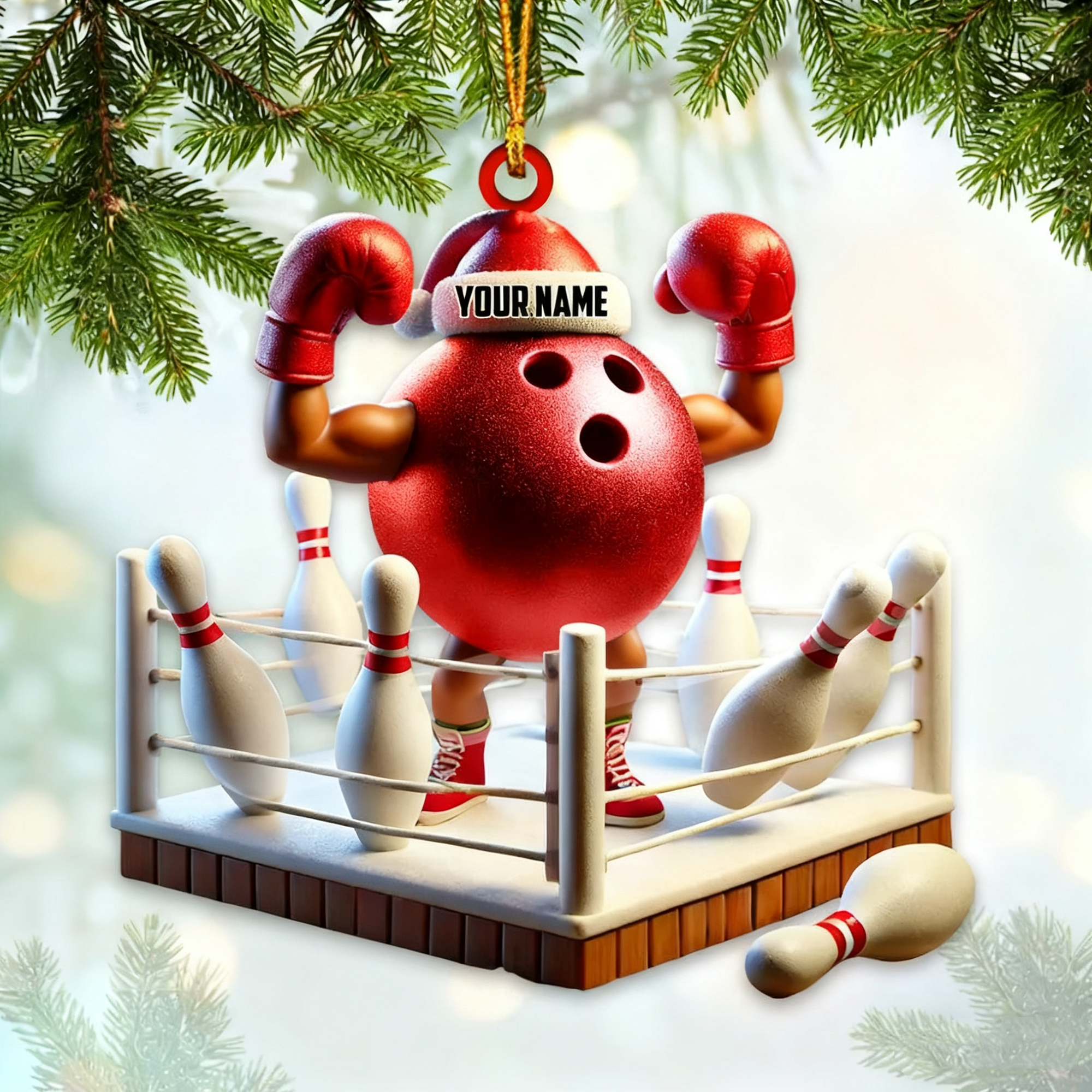Custom Name Bowling Ornament, Bowling Christmas Gift Decoration