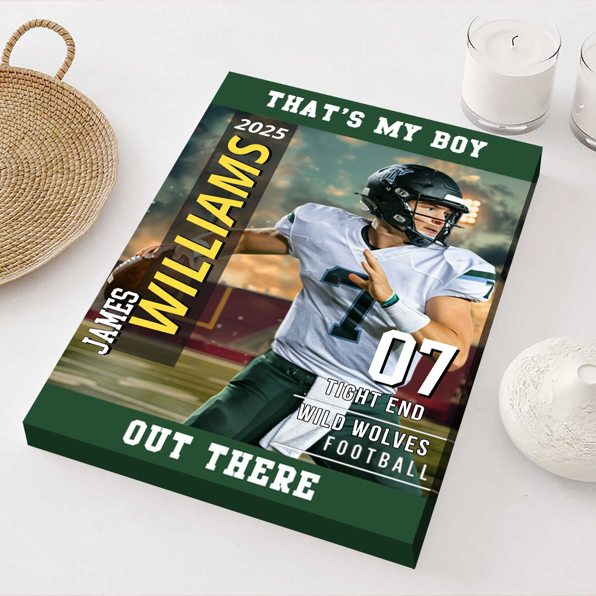 American Football Photo Poster My Heart Is On That Field - Personalized Gift For Football Player