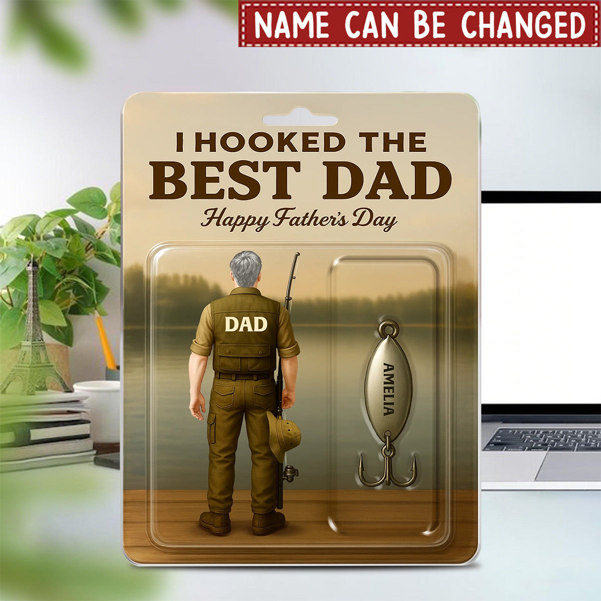 We Hooked The Best Dad - Personalized Acrylic Block Plaque, Father's Day Gift for Dad, Gift for Fishing Lovers, Fishermen