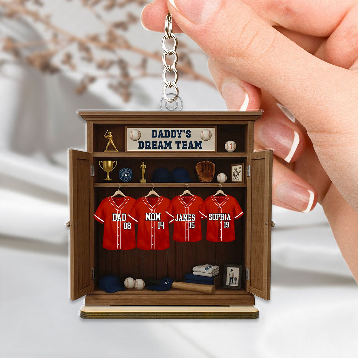 Daddy Dream Team Baseball, Father's Day Gift For Dad, Grandpa Personalized Keychain