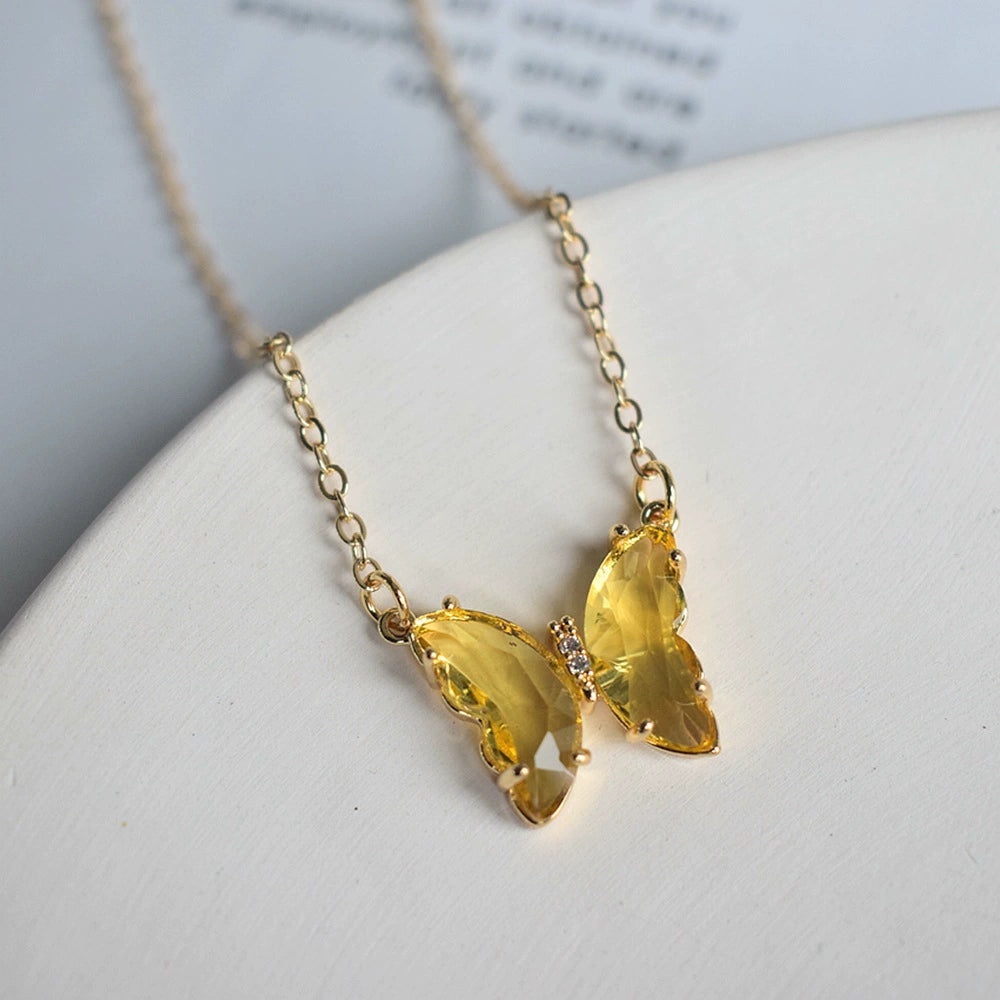 Crystal Butterfly Charm Necklace
