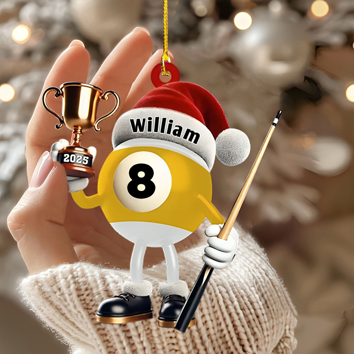 Custom Name Billiard Ornament, Billiard Lover Christmas Gift