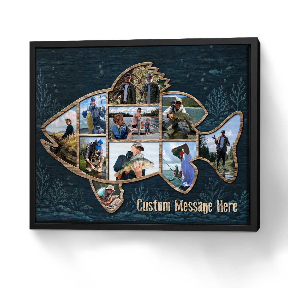 Personalized Fish Shape Canvas – Fishing Wall Art Gift For Dad & Cabin Decor