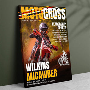 Personalized Motocross Magazine Cover Poster, Gift for Motocross Lovers, Custom Dirt Bike Rider Photo Gift