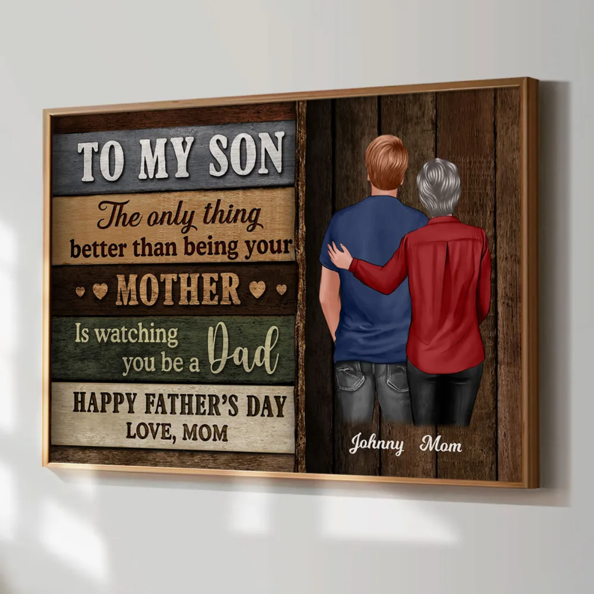 Colored Wood Pallets To My Son Happy Father's Day Personalized Poster, Heartfelt Father's Day Gift For Son