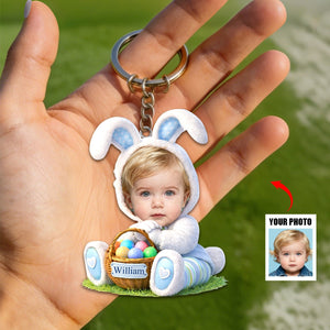 Personalized Easter Bunny Kid Acrylic Keychain - Custom Photo Gifts For Kids