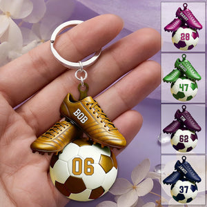 Custom Name & Jersey Number Personalized Keychian for Soccer Lover