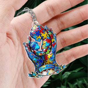 Mom And Kid - Personalized Autism Awareness Keychain