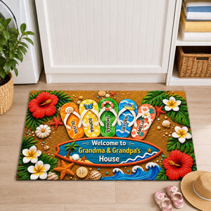 Personalized "Hello Summer Vibes" Doormat – Welcome To Grandma & Grandpa's House | Summer Decor