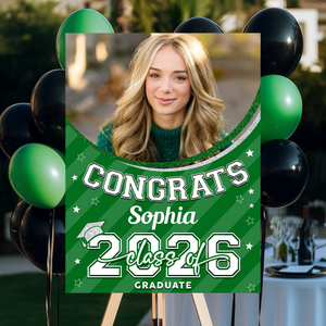 Class Of 2026 Welcome Sign - Personalized Custom Photo Grad Party Sign Canvas