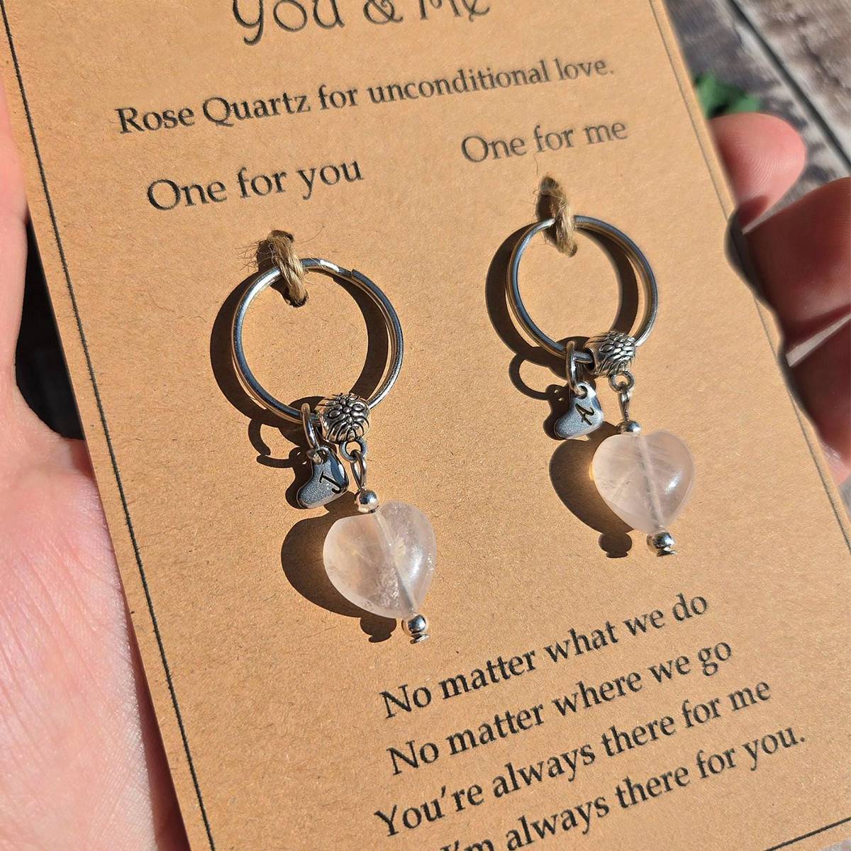 Rose Quartz For Unconditional Love Personalized Crystal Keyring Gift Set