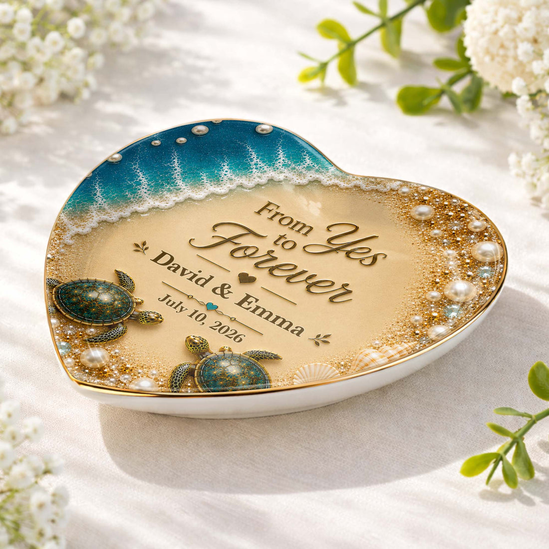 "From Yes To Forever" – Personalized Jewelry Dish | Gift For Couples