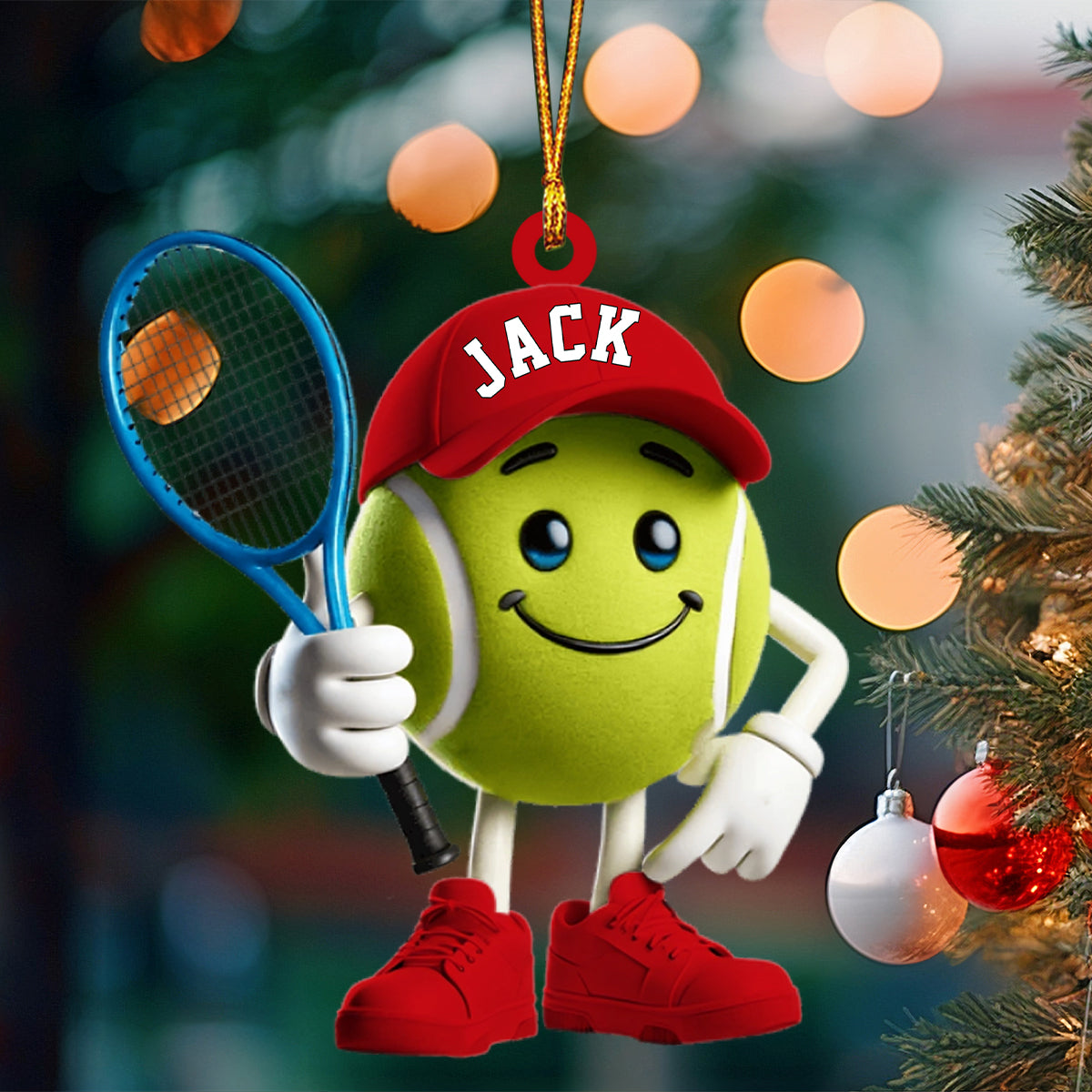 Cool Tennis Ball Christmas Ornament, Personalized Ornament, Tennis Lover Christmas Gift
