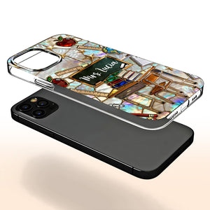 Classroom Inspired Book & Apple Design – Personalized Clear Phone Case | Gift For Teachers & Educators