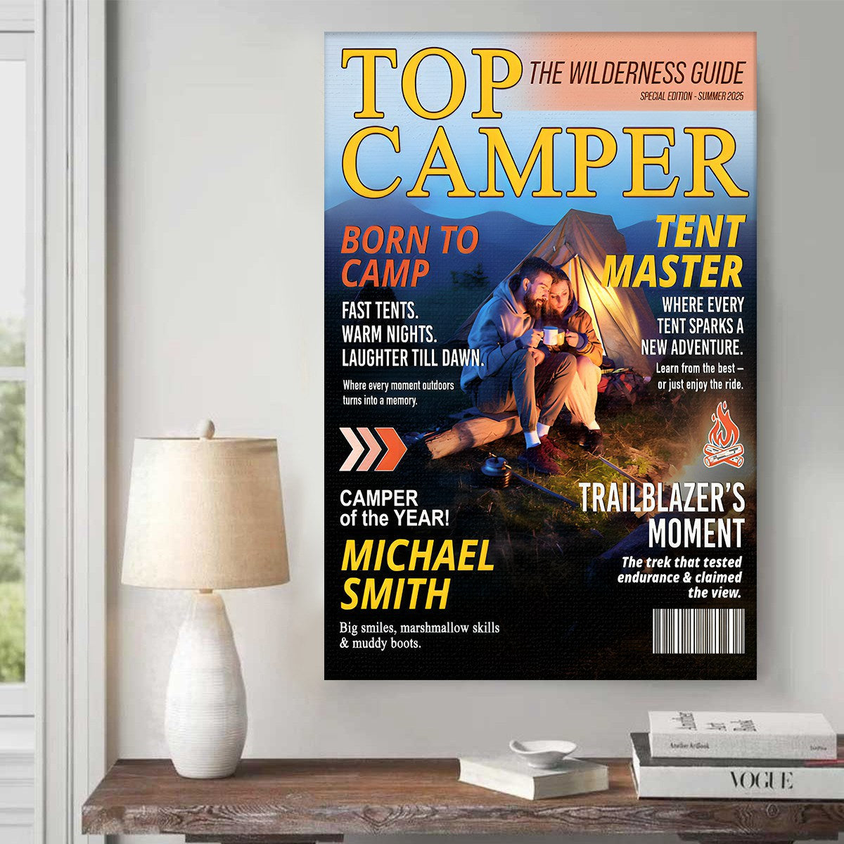 Personalized Camping Magazine Cover, Custom Camping Gift, Outdoor Adventure Photo Keepsake