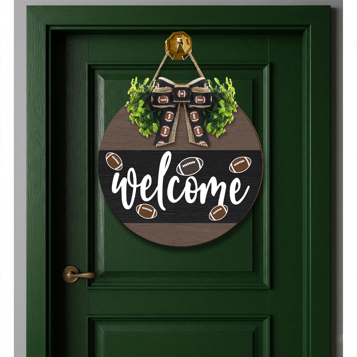 Welcome American Football Wooden Hanging Sign Gift For Football Lover