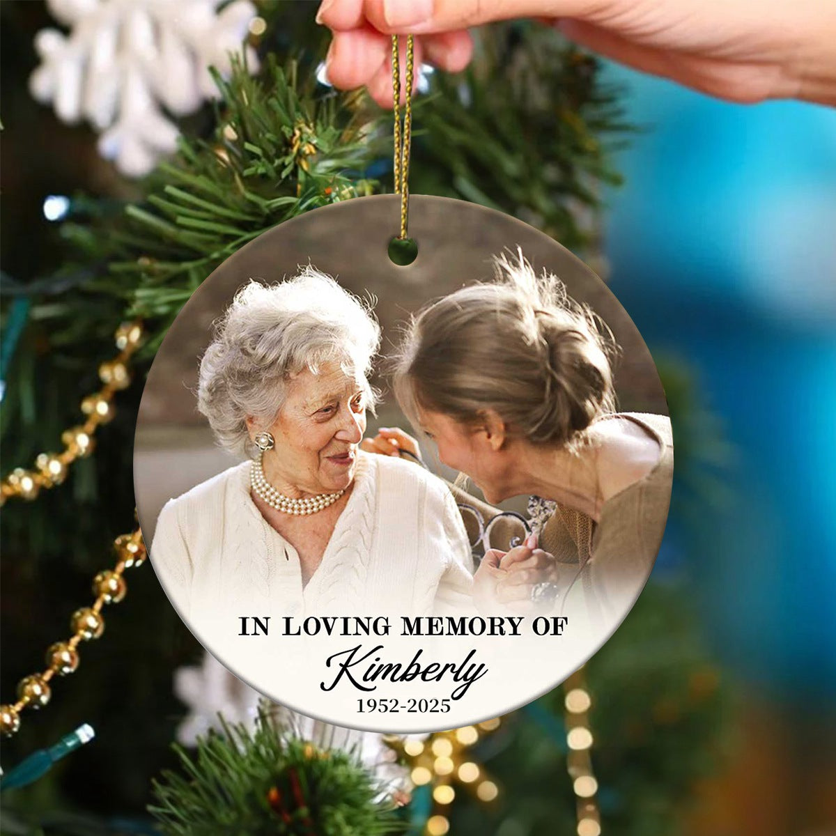 Custom Photo Memorial Ornament,Personalized In Loving Memory Christmas Ceramic Ornament