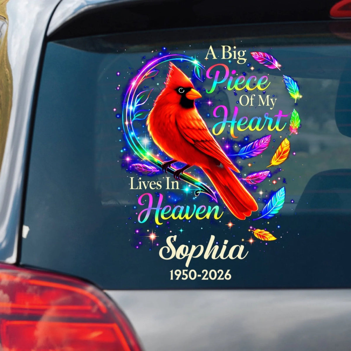 Memorial Gift For Loss Of Loved One – Personalized Cardinal Decal "Forever Loved – My Guardian Angel"