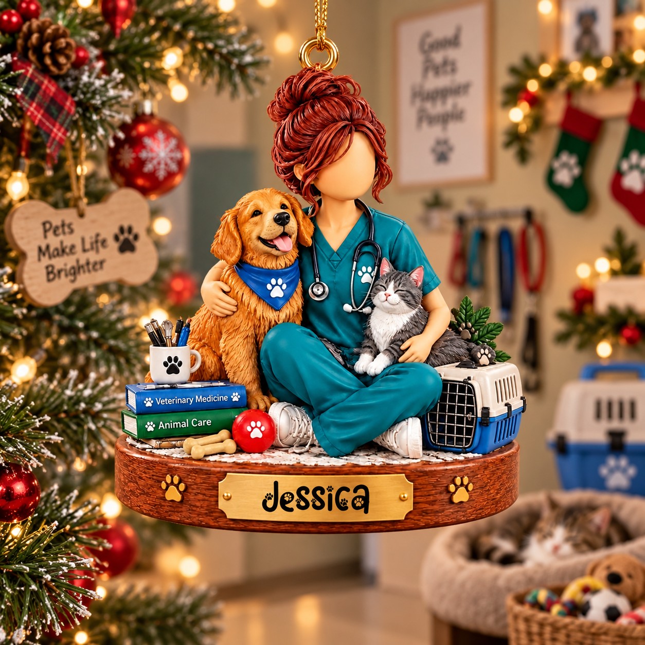 Personalized Vet Tech Ornament, Veterinarian Christmas Gift