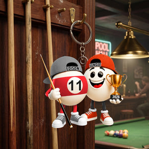 Personalized Cool Pool Ball Buddies Mascot Keychain – Unique Gift For Billiards Lovers