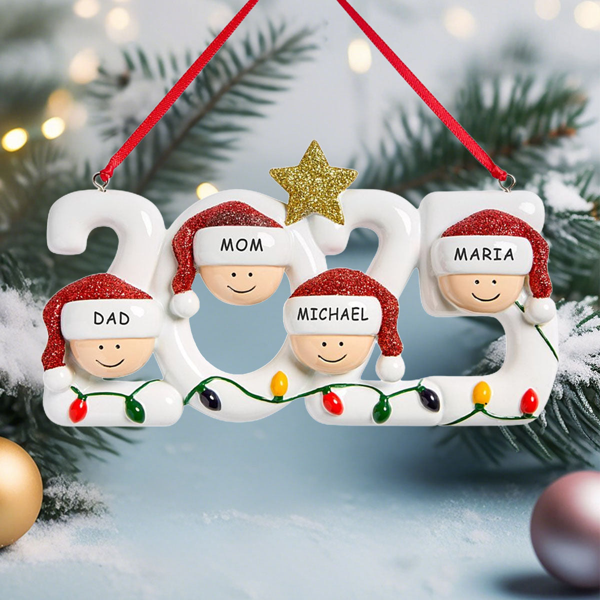 2025 Holiday Family Personalized Christmas Ornament