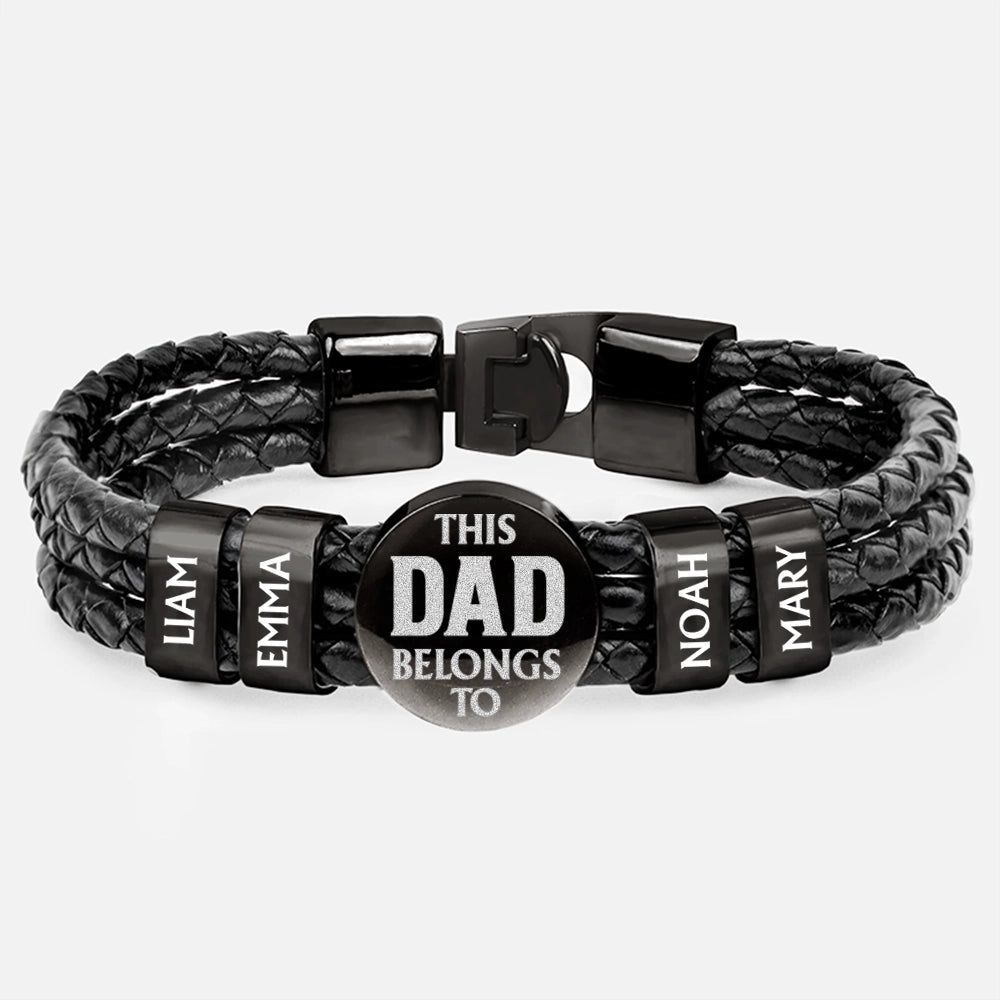 Best Dad Ever - Personalized Leather Braided Bracelet Gift For Dad, Mom