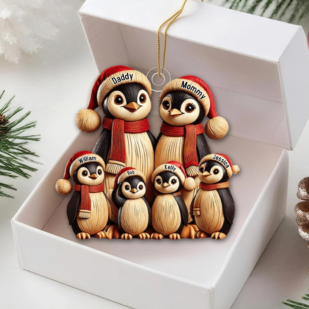 Penguin Family - Personalized Ornament Gift for Family