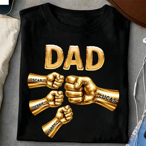 Grandpa Dad Strong Fist Bump Personalized T-Shirt Gift for Dad