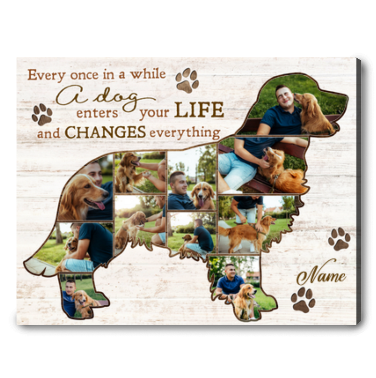Best Golden Retriever Personalized Photo Collage Canvas Gift For Dog Lover