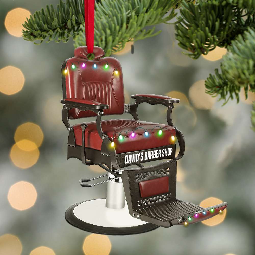 Personalized Barber Chair Ornament - A Unique Christmas Gift for Our Hero Barber