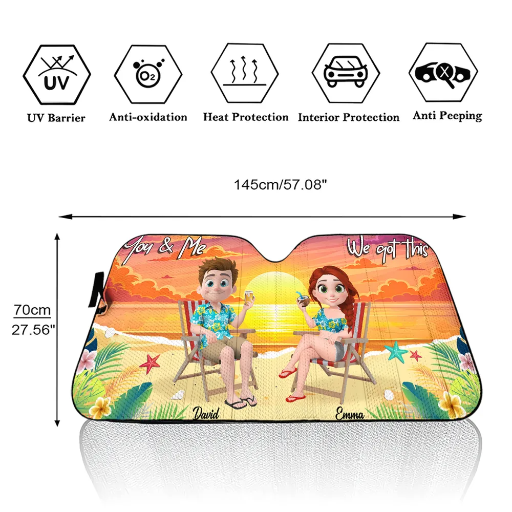 You And Me At Beach - Personalized Car Sunshade Gift For Couple