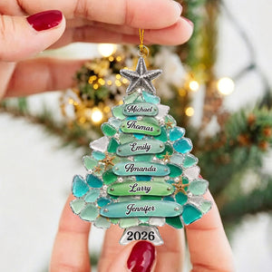 Custom Sea Glass Acrylic Ornament – Personalized Christmas & Birthday Gift For Family | Home Filled With Cheer