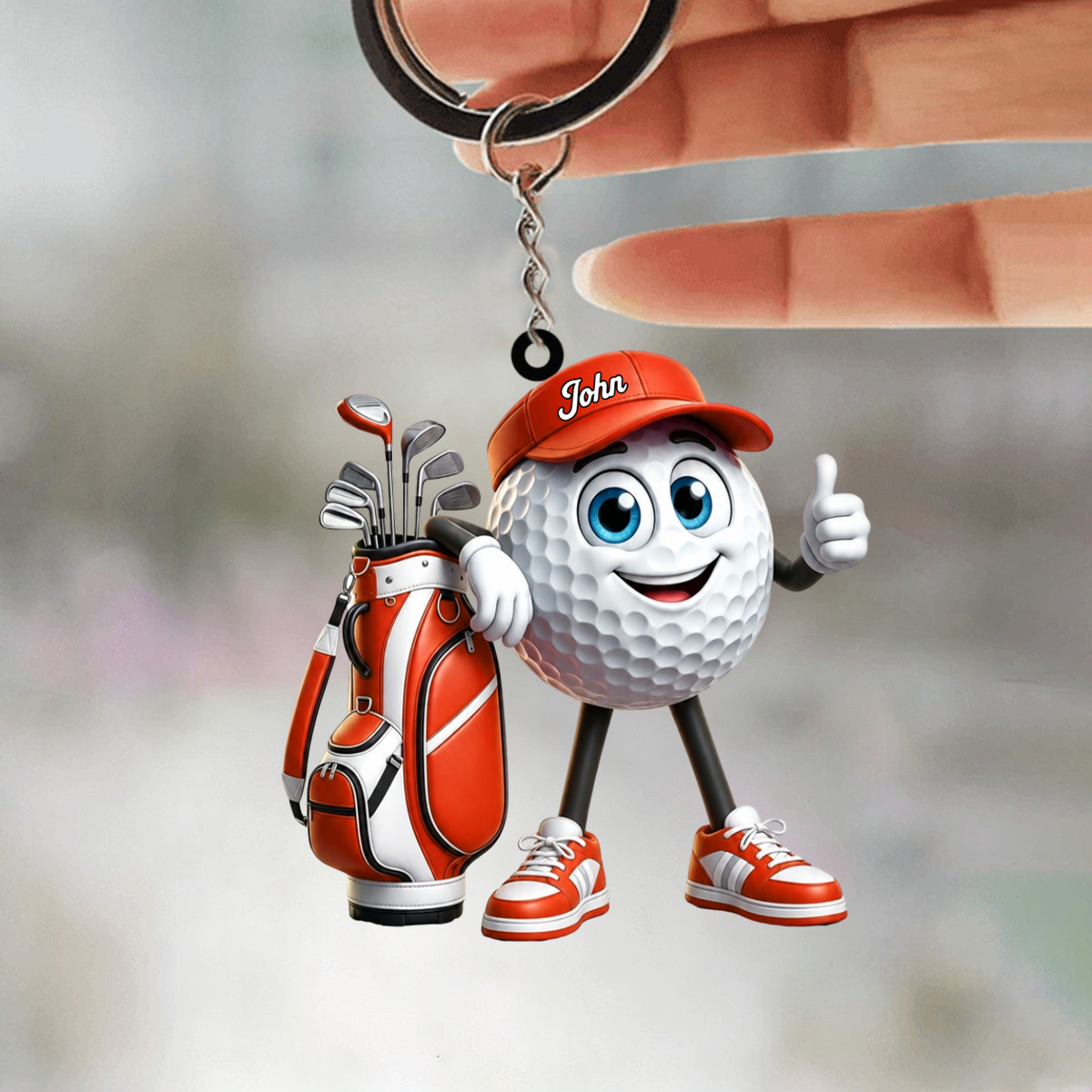 Thumbs Up Personalized Cute Golf Ball Mascot Keychain Gift For Golf Lovers
