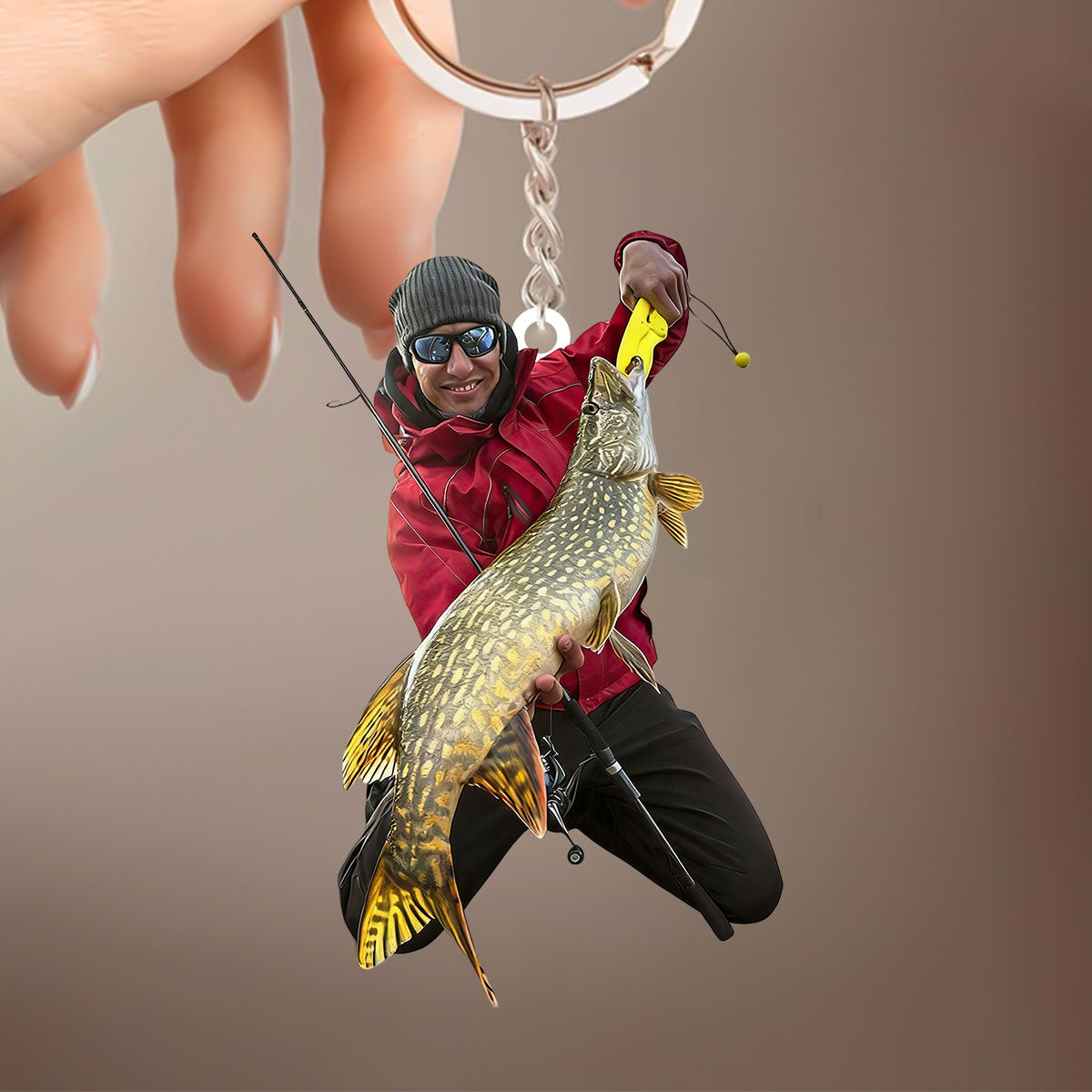 Fishing Big Fishes Custom Photo Personalized Acrylic Keychain Gift For Fisherman, Angler