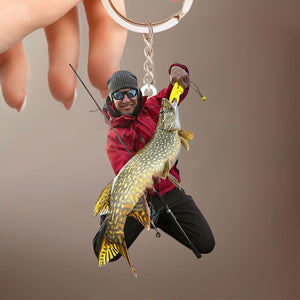 Fishing Big Fishes Custom Photo Personalized Acrylic Keychain Gift For Fisherman, Angler