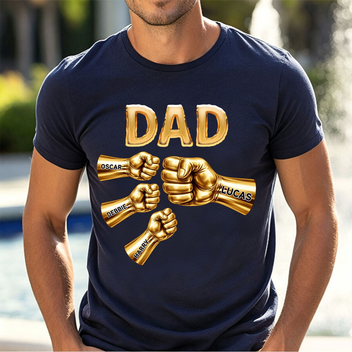 Grandpa Dad Strong Fist Bump Personalized T-Shirt Gift for Dad