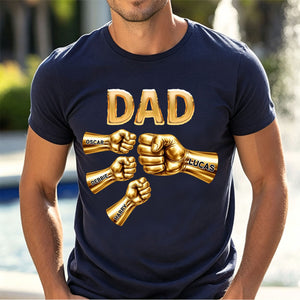 Grandpa Dad Strong Fist Bump Personalized T-Shirt Gift for Dad