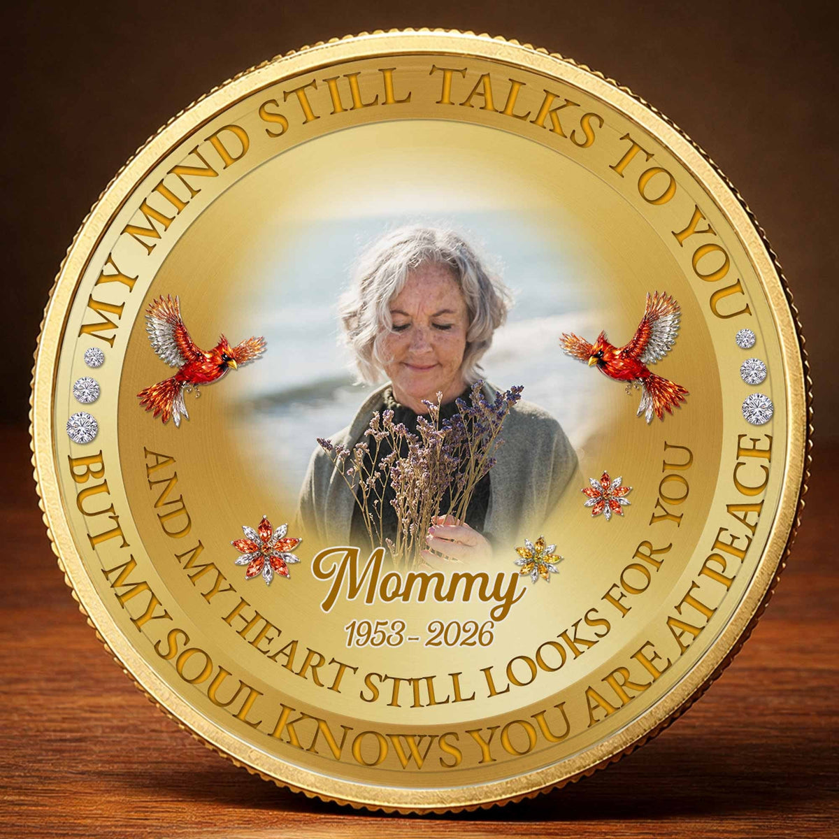 My Mind Still Talks To You Mom, Personalized Custom Commemorative Coin, Family Gift