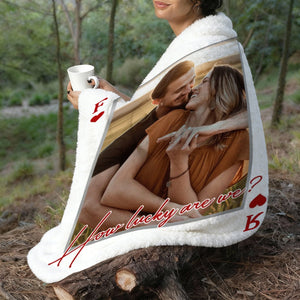 Upload Your Photo Playing Cards Blanket For Him And Her - Personalized Photo Gifts For Anniversary